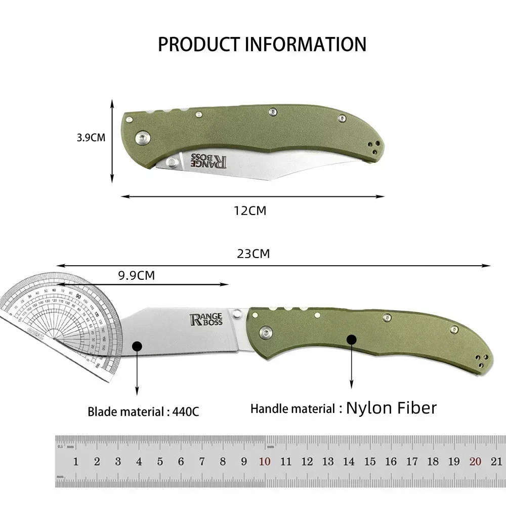 Hunting C/S Range Boss Folding Knife 440C Stonewashed Blade Nylon Fiber Handle Outdoor Camping Knives with Original Box EDC Tool