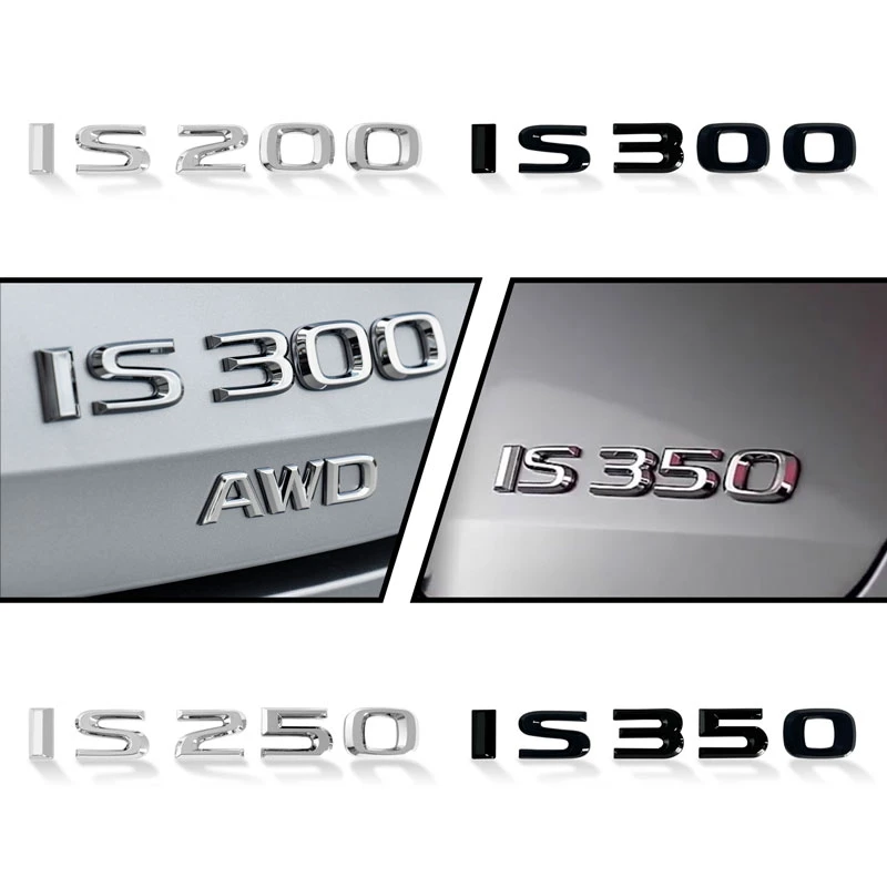 1Pcs Chrome Metal Black Silver IS200 IS300 IS250 IS350 ALTEZZA Logo Auto Body Rear Trunk Emblem Badge Sticker For Lexus