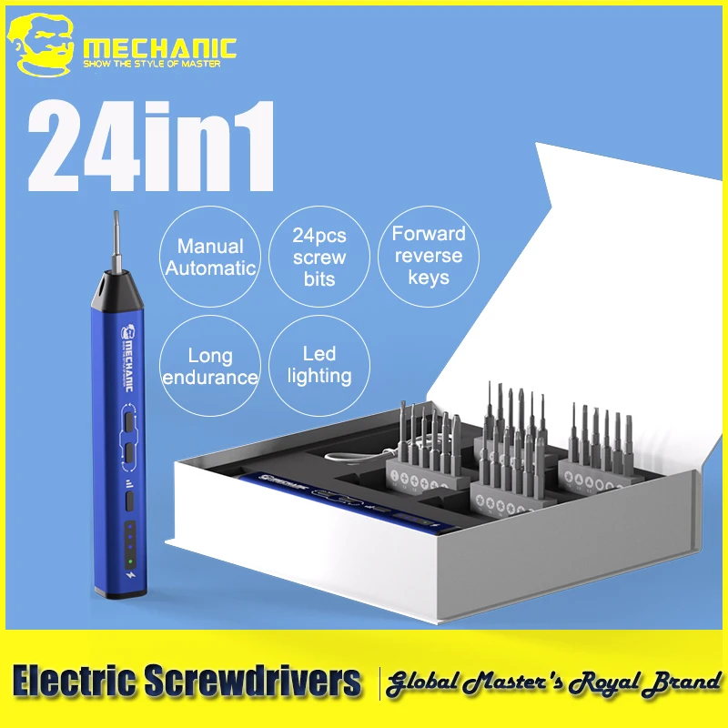 

MECHANIC ES240 24 IN 1 Smart Electric Screwdriver One-click Automatic Boot with LED Lamp for Phone Teardown Repair Tools Kit Set