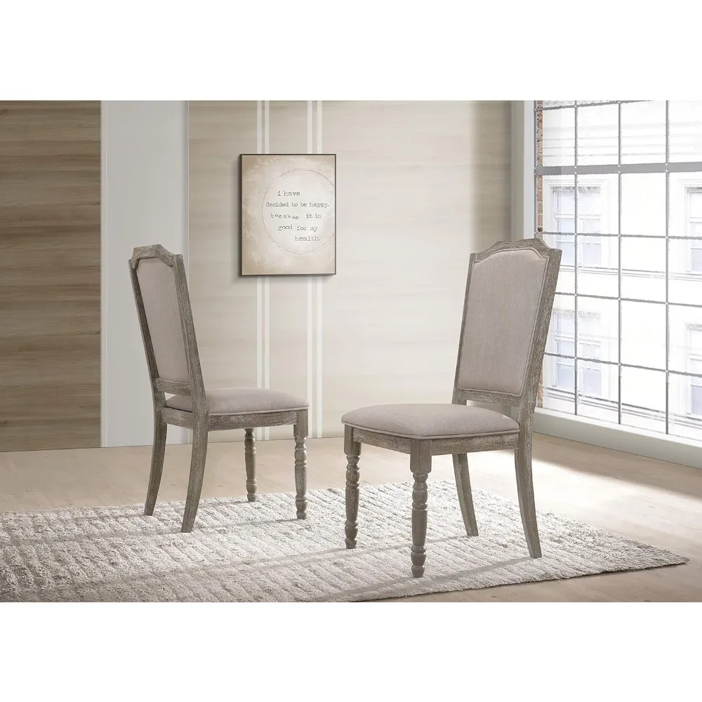 Roundhill Furniture Ferran Wood Pedestal Dining Chair, Reclaimed Gray Set of 2