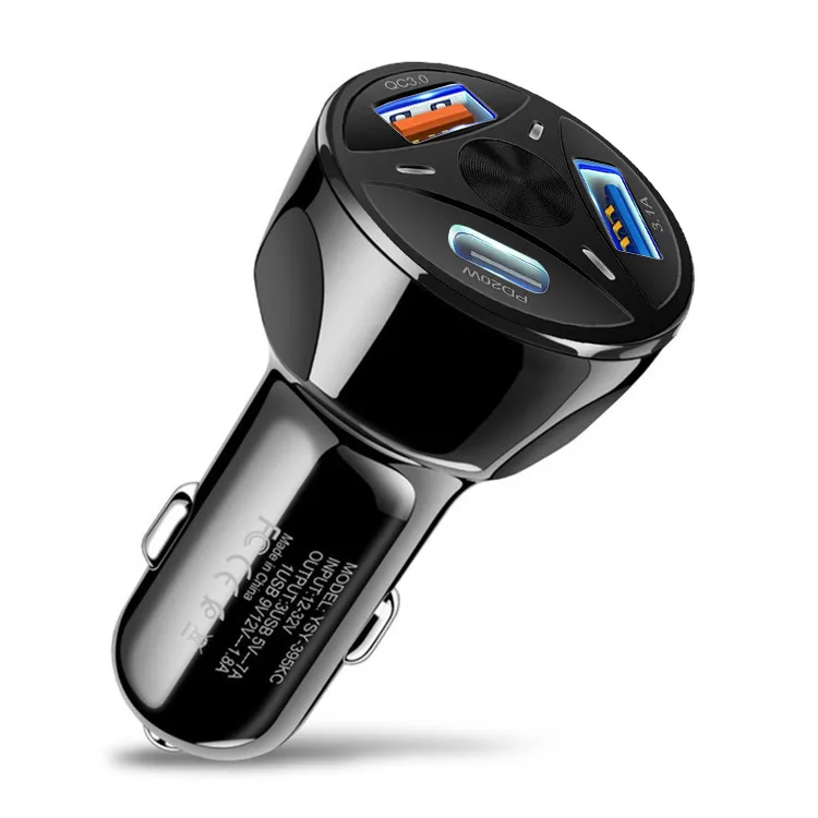Car Charger Cigarette Lighter Lightning Fast Charging 3 USB Fast Charging PD Three Port Car Charger 12-24V Model Universal