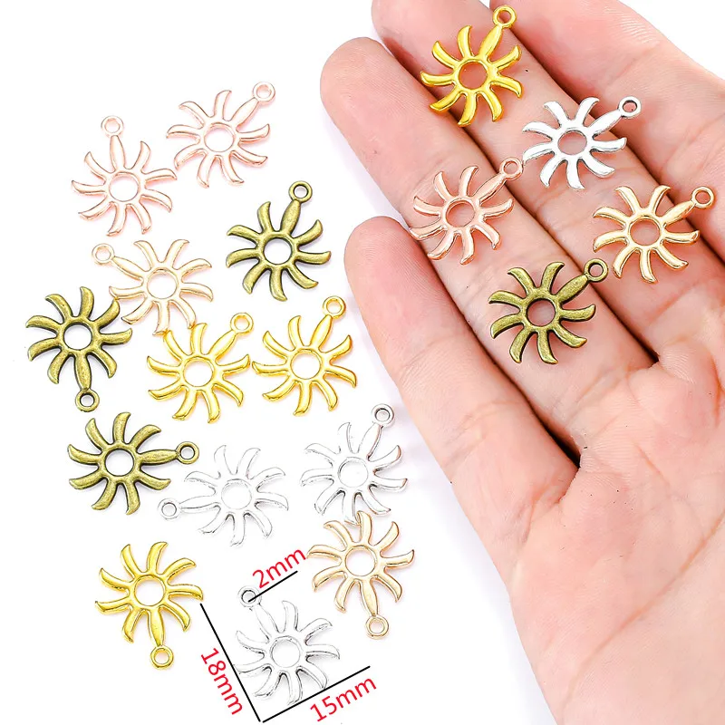 25pcs 5 colors alloy sunflower Charm Hollow Pendant For DIY Necklace Bracelet Earrings Jewelry Crafts Making Accessories