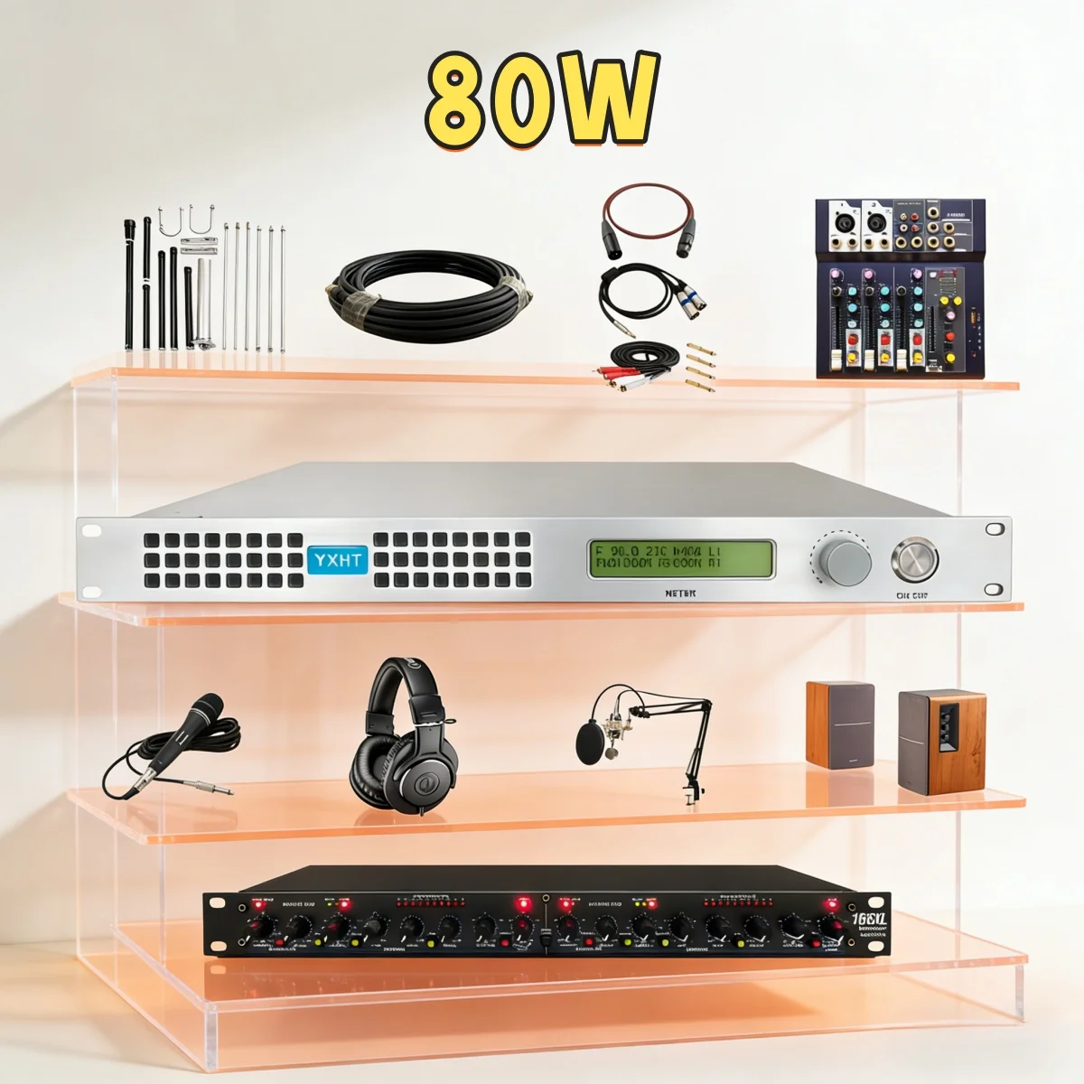 YXHT-1, 80W FM Transmitter Complete Turnkey System, Radio Station Setup, Full Set Package, PLL Stable Performance