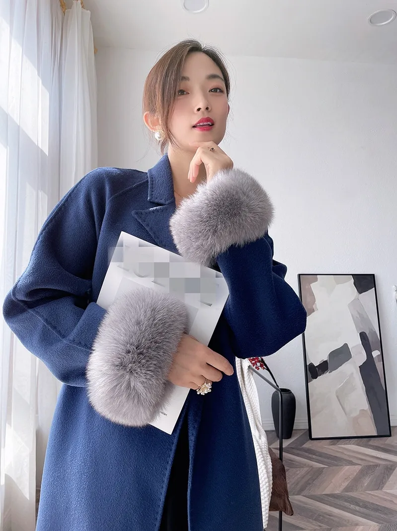 

100% Real Fox Fur Cuffs Big Fluffy Winter Women New Fashion Removeable Coat Accessories