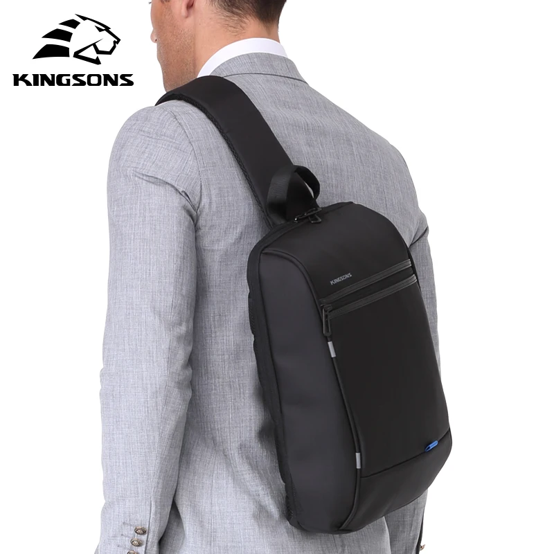 Imagem -05 - Kingsons-impermeável Nylon Crossbody Bolsas para Homens Bolsas do Mensageiro Único Ombro Peito Bolsa Carregamento Usb Preto 13