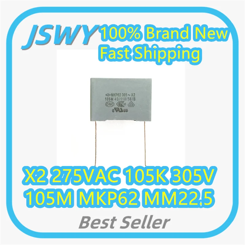 (10/100 pieces) X2 275VAC105K 305V105M MKP62 1UF 22.5mm lead spacing Farad safety capacitors brand new electronics