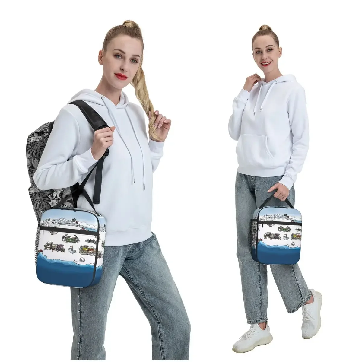 Club Penguin Map Insulated Lunch Bag for Women Kids Portable Food Boxes Thermal Lunch Box Tote