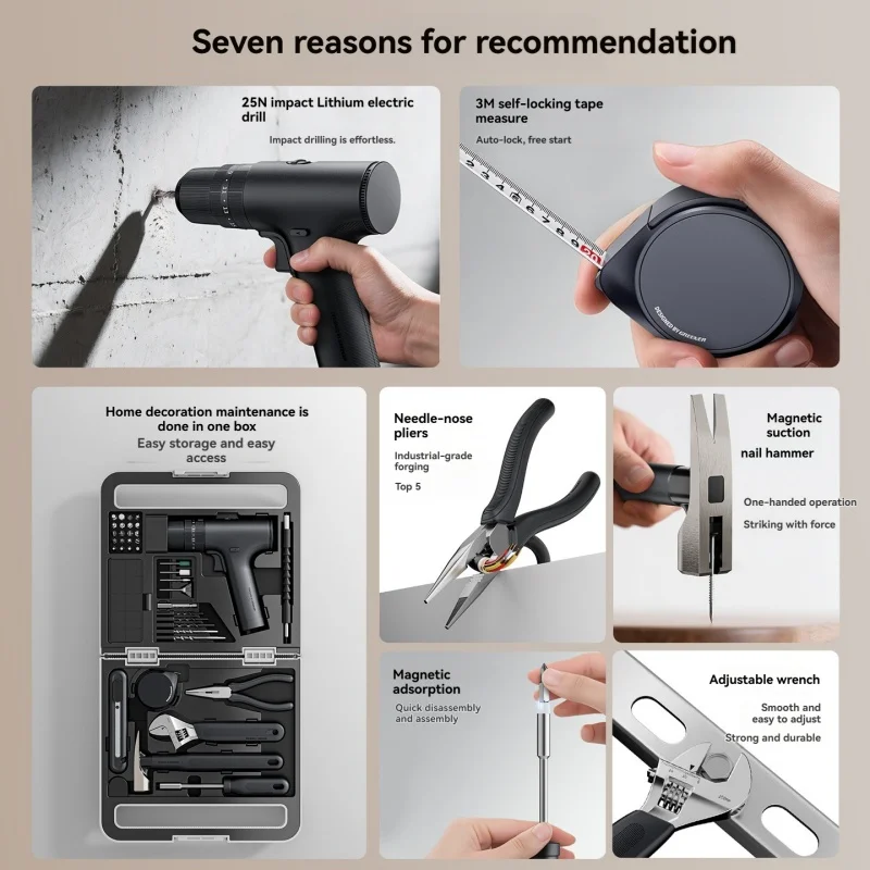 Electric Drill Box Home Repair Toolbox, Complete Set Of Multi-functional Tools For Home Hardware, And Tool Combinations