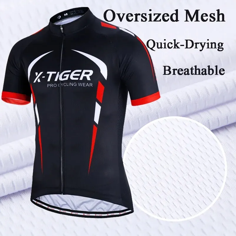 X-TIGER Cycling Jersey Men Mountain Bike Clothing Quick-Dry Racing MTB Bicycle Clothes Uniform Breathale Cycling Clothing Wear