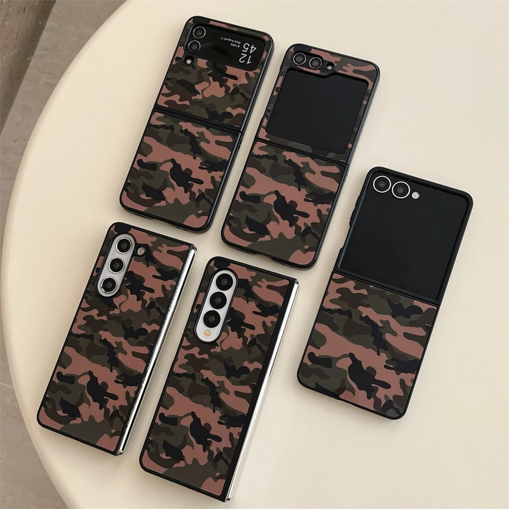 

Back Cover For Samsung Galaxy Z Flip Fold 7 6 5 4 3 Case Camouflage Army Green Hard Pc Shockproof Phone Case