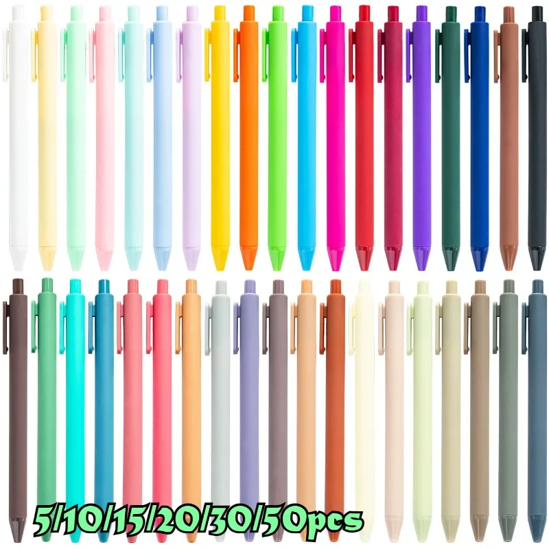 5/10/15/20/30/50pcs Ballpoint Pens, Candy Color Plastic Click Pens, Creative Student Writing Pens, Stationery Set
