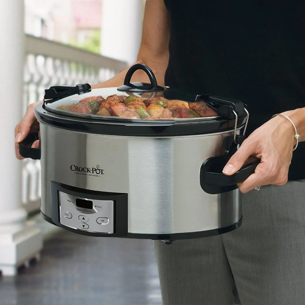 Quart Cook & Carry Programmable Slow Cooker with Digital Timer, Stainless Steel (CPSCVC60LL-S)