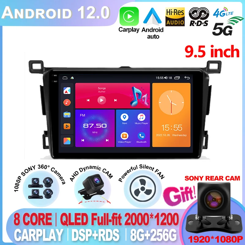 

2K For Toyota RAV4 4 XA40 5 XA50 2012 - 2018 Android 12 Screen Car Radio Multimedia Video Player Navigation GPS Display