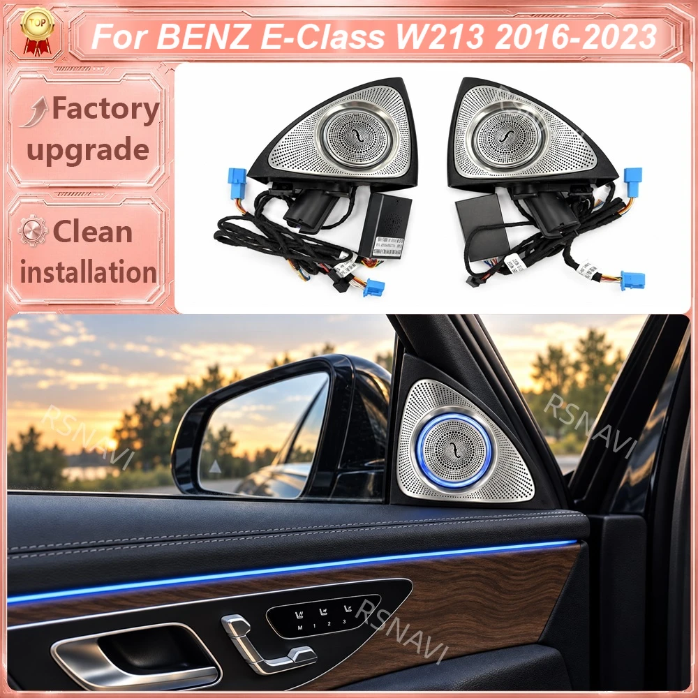 3D Rotating Tweeter Speakers with LED Ambient Lighting Compatible with Mercedes-Benz E-Class W213 2017–2023 Interior Audio Parts