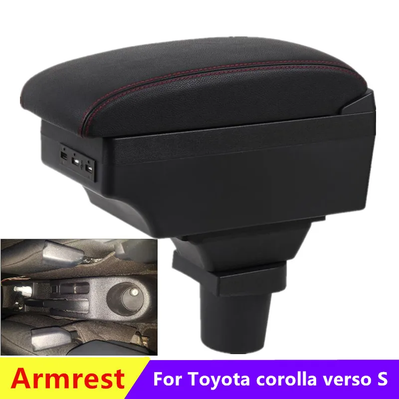 Car Armrest For Toyota corolla verso S Armrest Box central Storage box Retrofit Interior with USB Car Accessories