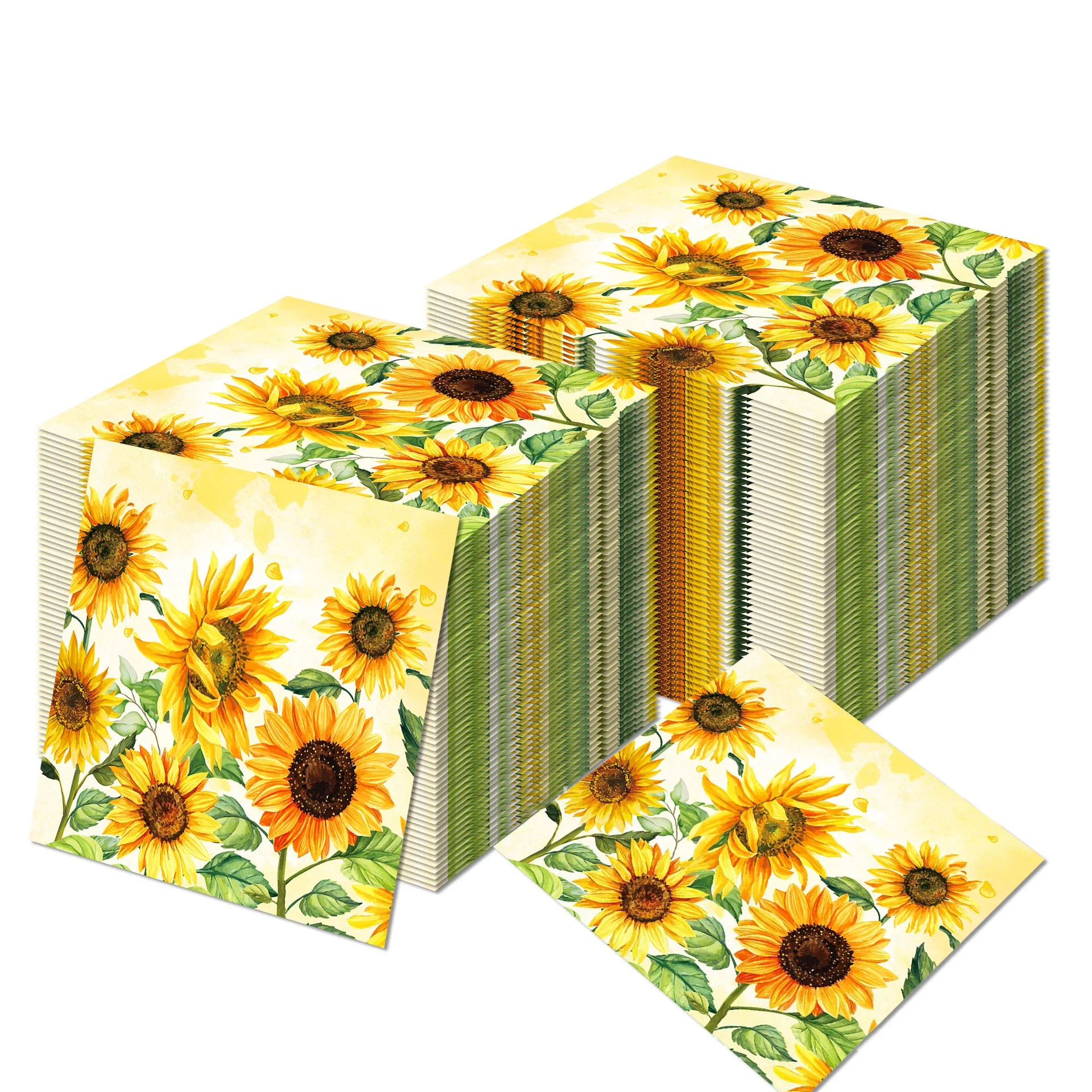 100PCS Watercolor Sunflower Paper Napkins 2-Ply Disposable Summer Guest Napkins Paper Towels For Wedding Brithday Party Decor