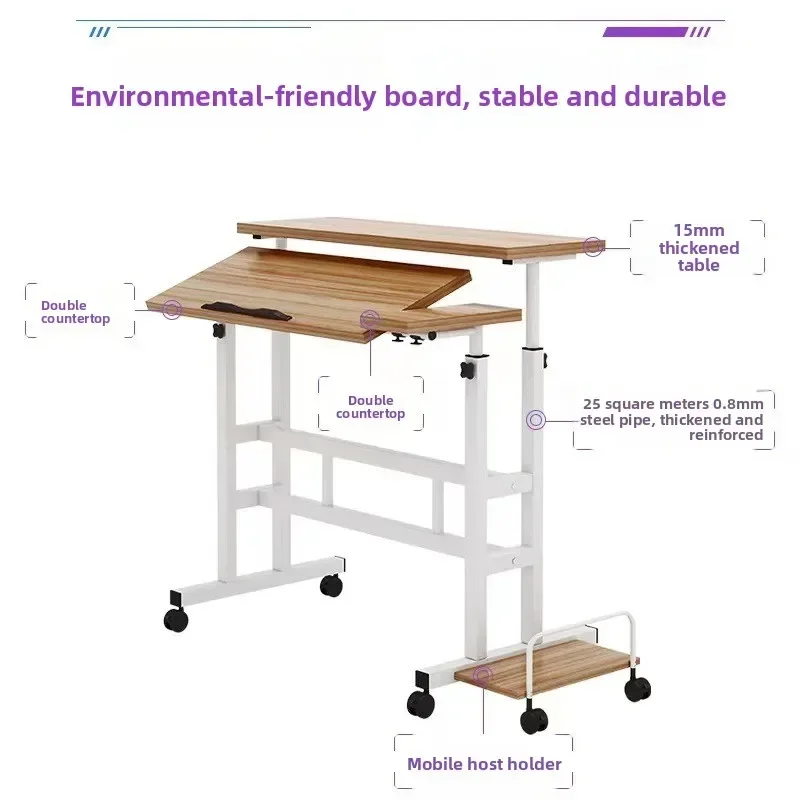 

Simple desk Standing lifting table Notebook computer table Workbench Movable folding walker table