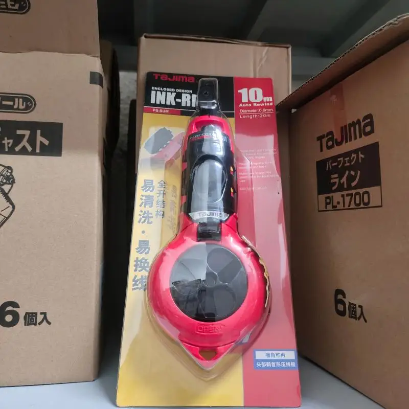 TAJIMA 1008-0053 Automatic Woodworking Ink Pen 20m Chalk Line Auto-Return for Narrow Spaces Marking PS-SUM