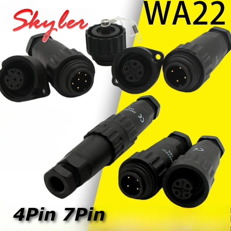 WEIPU WA22 4Pin/7Pin Aviation Plug Socket Waterproof IP67 TE ZE TL TK G1 G2 Gold-plated 4 Pin Screw Wiring 7Pin Solder Connector