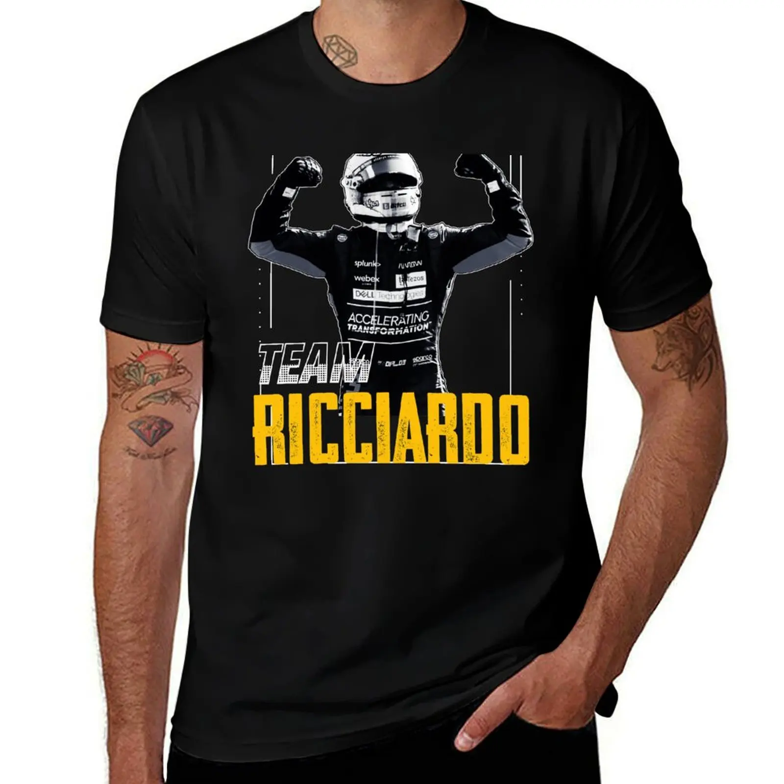 Ricciardo Helmet T-Shirt Soft Casual Short Sleeve Cotton Tee T-Shirt