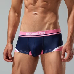 Seobean letter color matching boyshort breathable men's underwear 3D small bag shorts seamless men's boyshort.