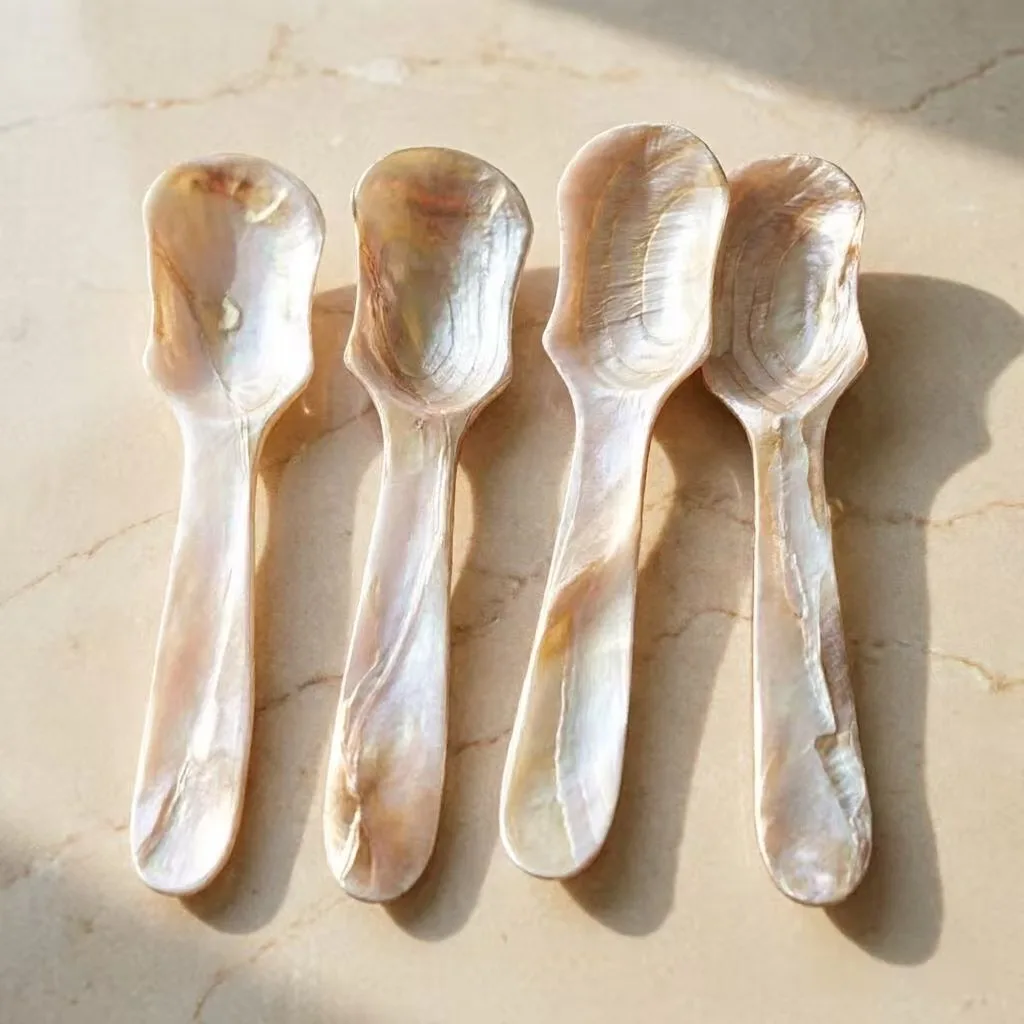 Natural Irregular Mother of Pearl Shell Spoon, Pearl Shell Dinner Spoon, Facial Mask Spoon, Caviar Spoon, Ice Cream Dessert Spoo