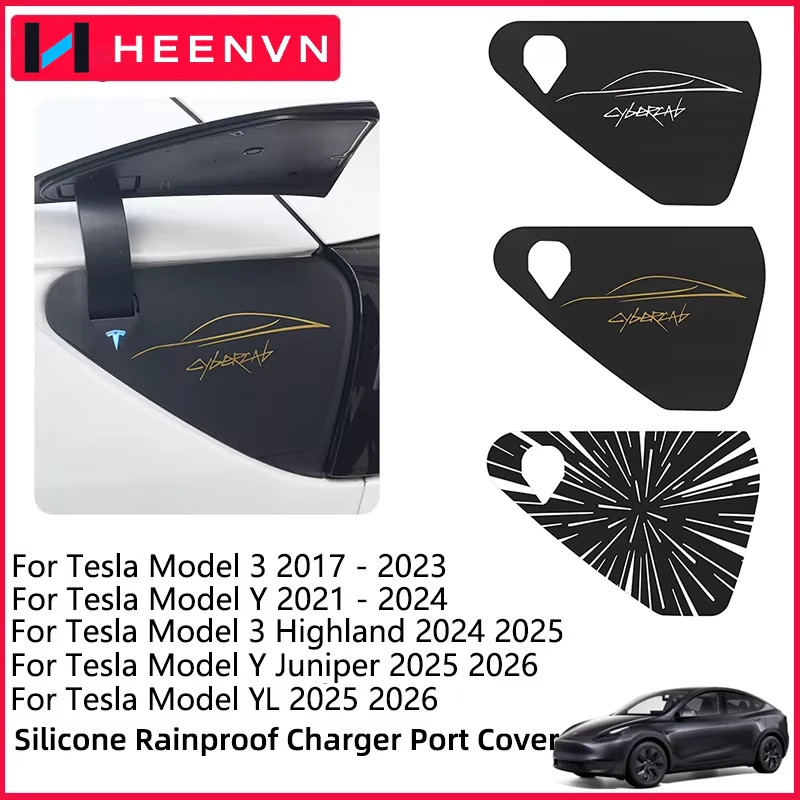 Heenvn Autoladegerät-Abdeckung für Tesla Model 3 Y Highland Juniper Outdoor Regenschutz Silikon Staubdichte Abdeckungen Zubehör