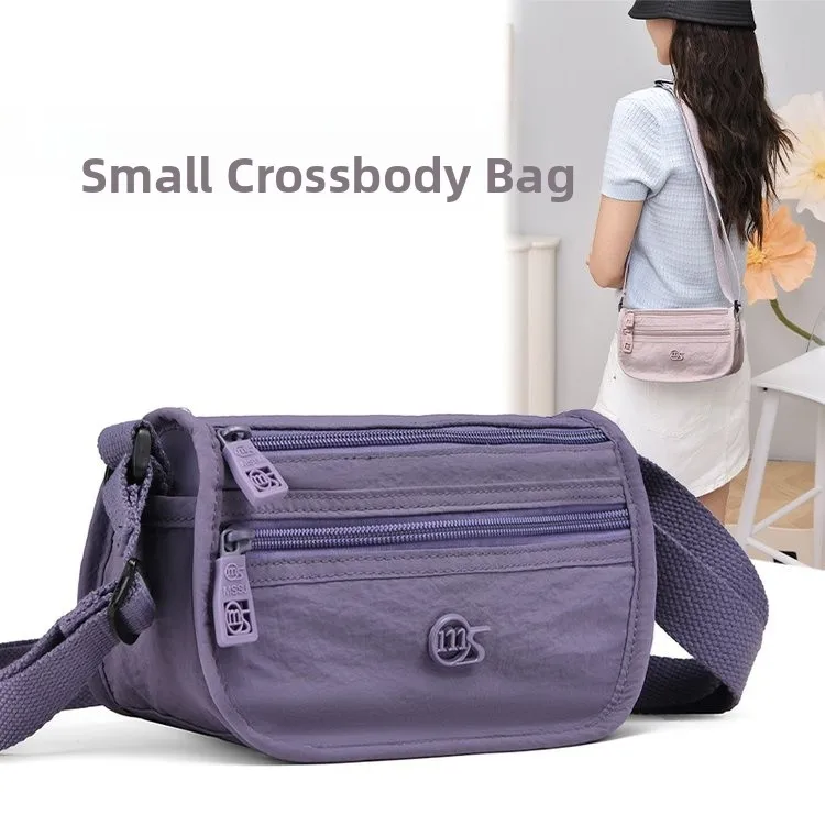 Waterproof Nylon Multi-Layer Mom Bag Simple Fashion Versatile Single Shoulder Bag Casual Lightweight Crossbody Bag