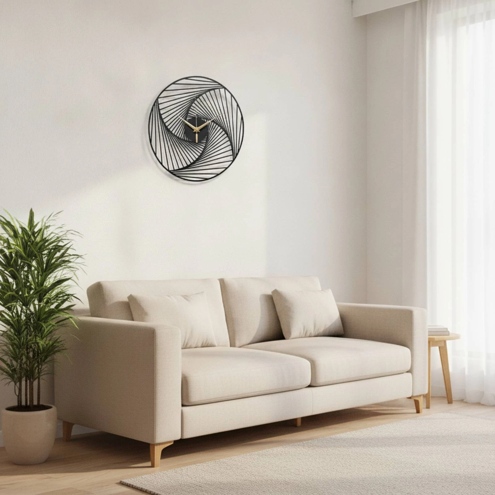 Metal Wall Clock Black Clock with Openwork Frame Modern Slim Profile for Homeowners, Living Room, Bedroom