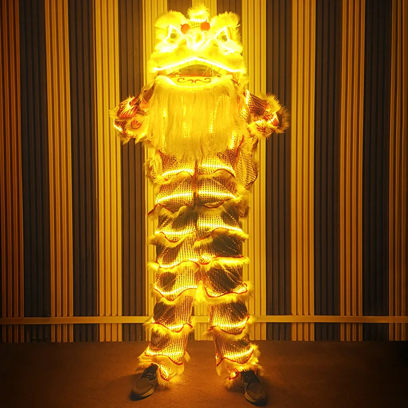 

Adult Halloween Festival Lion Dance Head Blinking Eyes Costume Cospaly Clothes Stage Performance Wear Men Women Atmosphere Suit