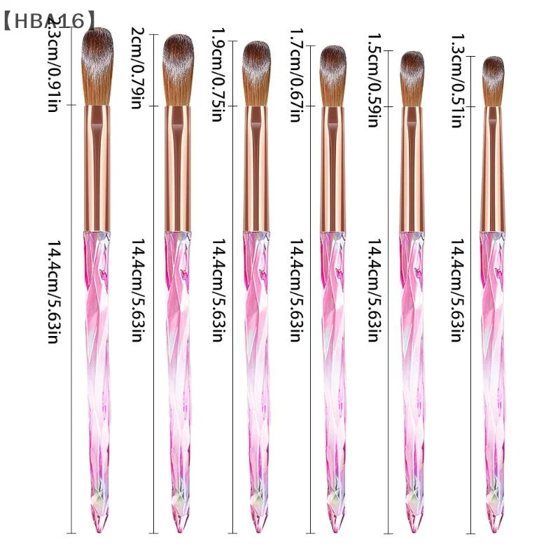 〔HBA16〕6 Pcs Acrylic Nail Brush Set, Professional Nail Brushes Acrylic Powder Nail Extension And 3D Nail Carving