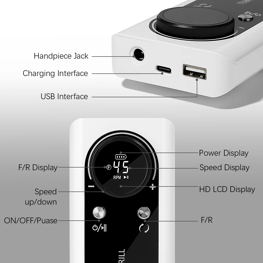New Professional 45000RPM Electric Nail Drill Machine Rechargeable Portable Electric Nail Polisher For Manicure for Beginners