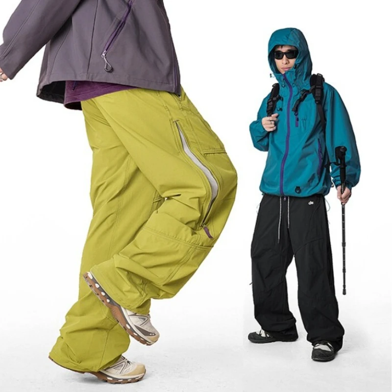 2026 Men's Cargo Pants  Summer Quick-Dry Waterproof Mountain Climbing Long Trousers with Side Zipper Pockets Elastic Waistband