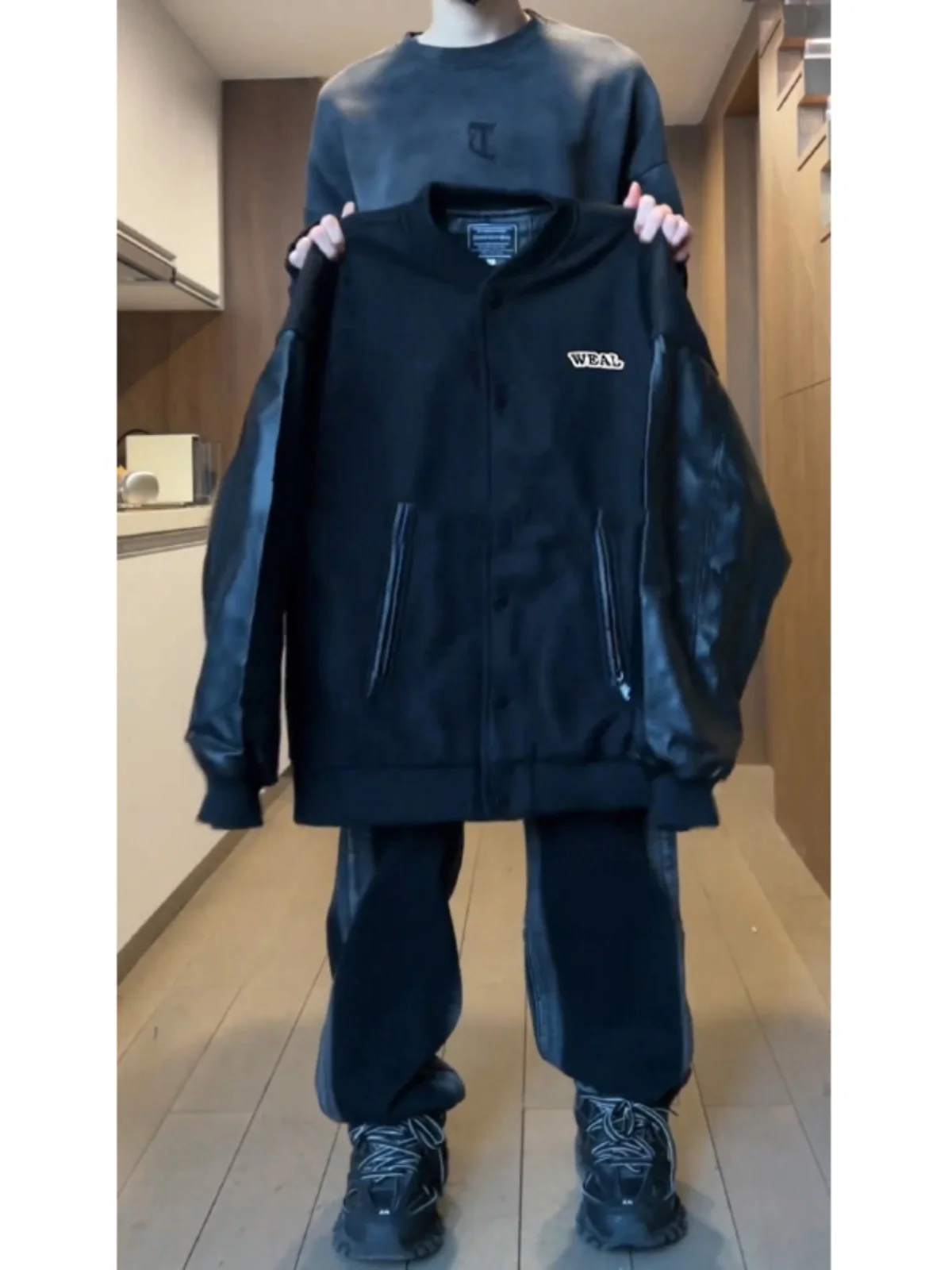 

Мужская куртка American Detroit M Flight Jaet с дизайнерским мозаичным узором из искусственной кожи, короткая, в стиле бейсбольной формы, Гуанчжоу