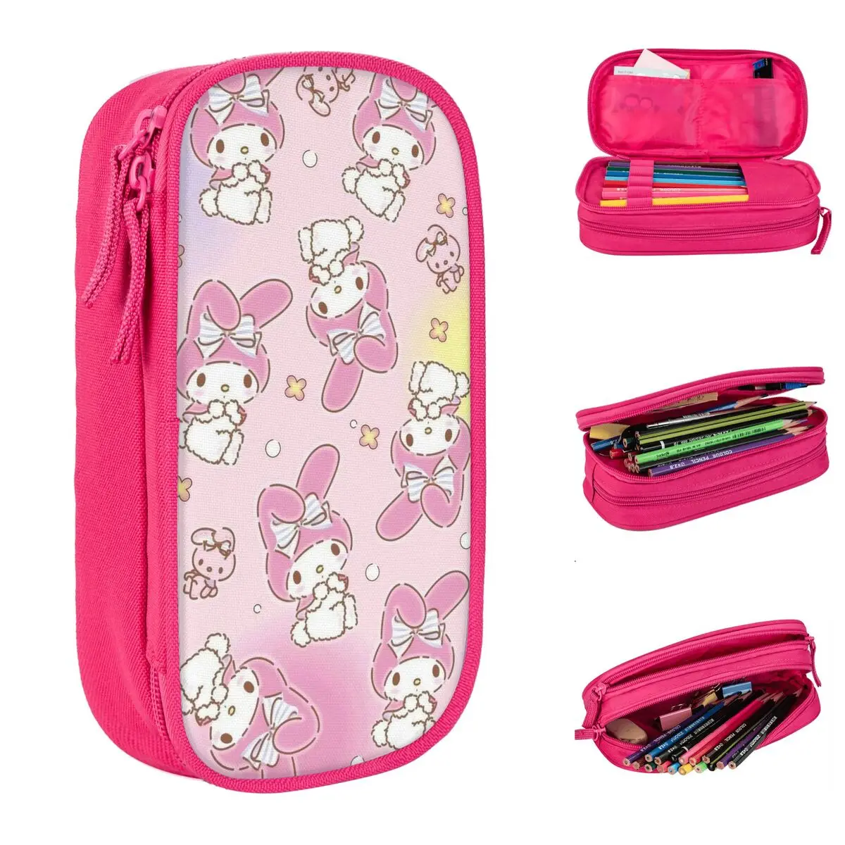 Cute My Melody Pen Box Double Layer Large Capacity For School Pencilcase Suprise Gift