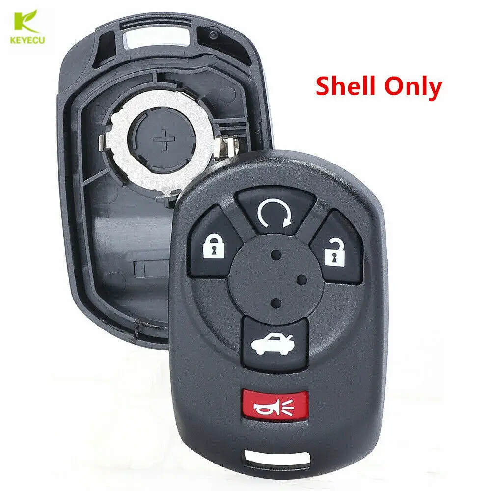 

KEYECU 2PCS X Replacement Remote Start Key Keyless Entry Fob Shell Case Housing 5 Button for Cadillac STS 2005 2006 2007