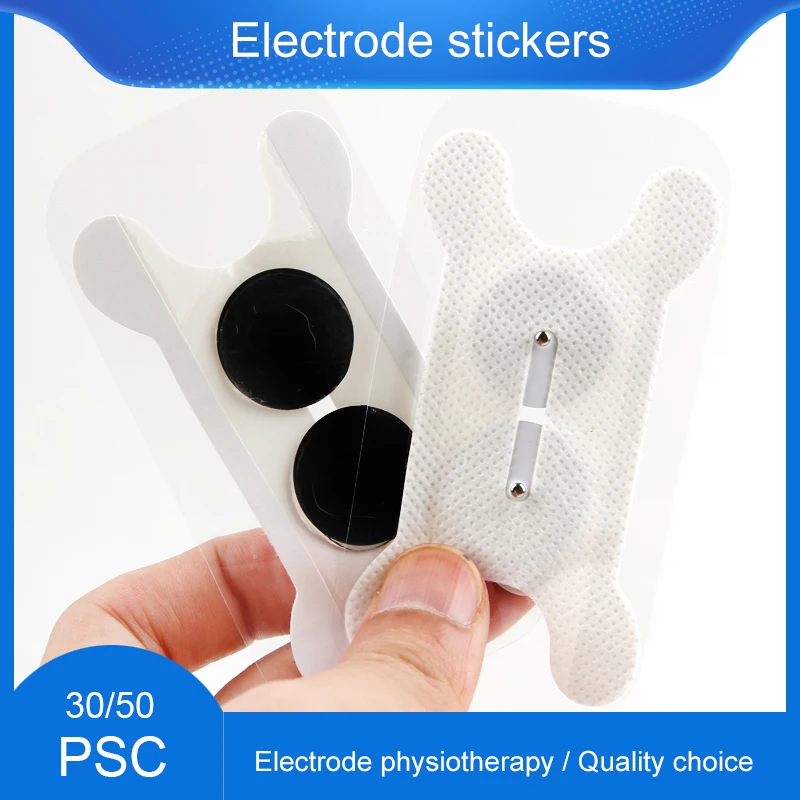 Tail Style Button Non-woven Physiotherapy Dysphagia Electrode pads Paste Patches for TNES Low Frequency Physiotherapy