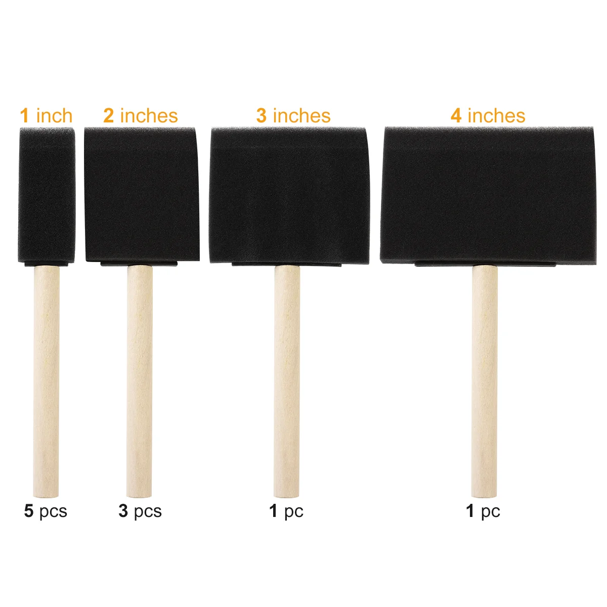 ROSENICE 10pcs Flat Flexible Sponge Bevel-tipped Brush Set with Wooden Handles for Children Doodle Paint with Oil-Based Paints S