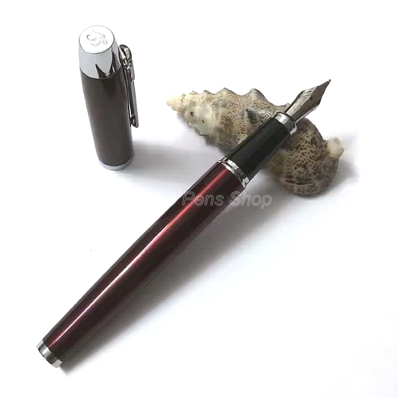 Baoer Red & Silver Fountain Pen M Nib 0.5mm For Writing Ink Pen BFP002
