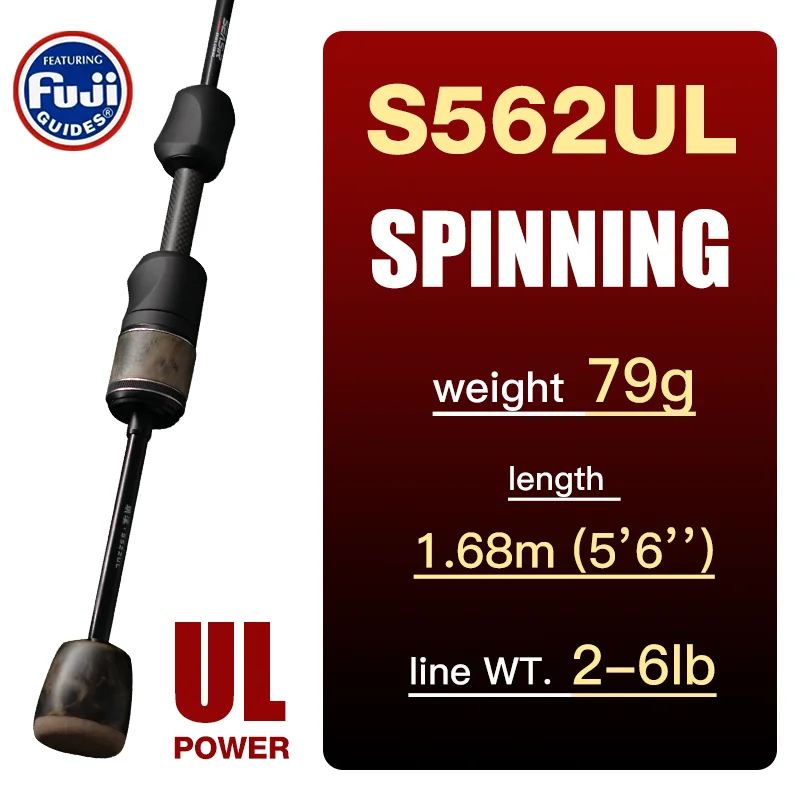 Seasir Stream Ultralight Lure Fihsing Rods Carbon Massivholzgriff Fuji A+O 40T Carbon Cloth Lure Weight 1-10g Angelrute 6