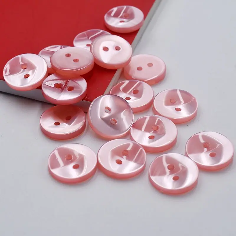 Colored pearlescent cardigan buttons, round chiffon shirt buttons, two-eye decorative buttons, resin clothing
