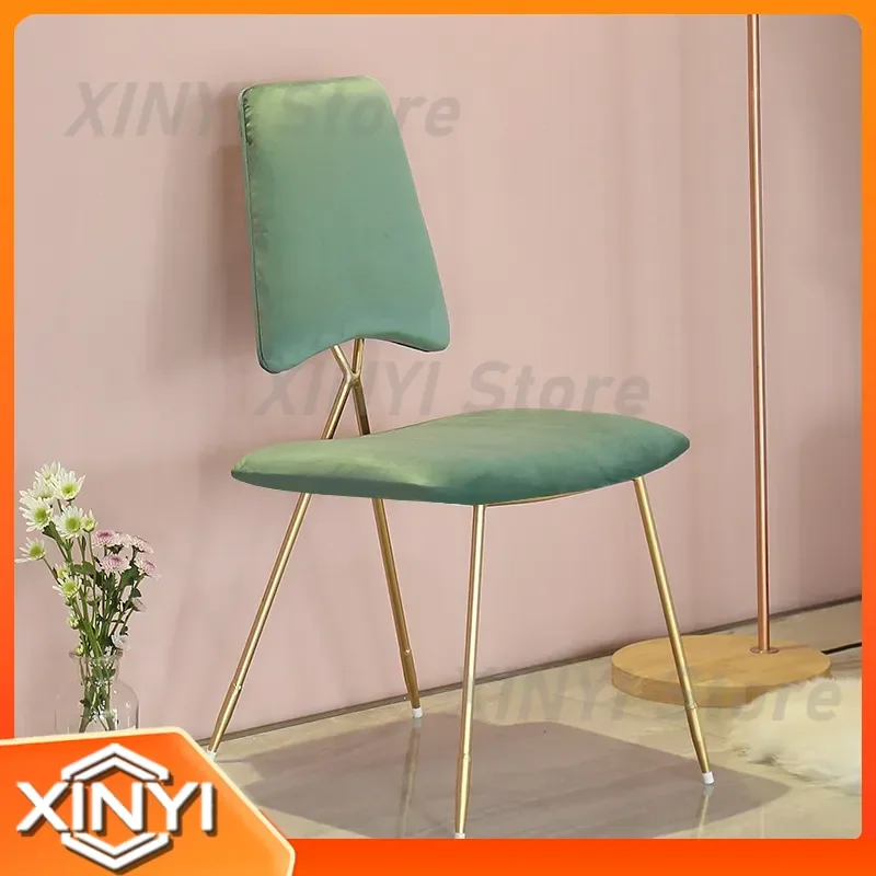 Nordic Nail Salon Dressing Chair Backrest for Modern Simple Gold Creative Single Chair Bedroom Leisure Chair Makeup Stool