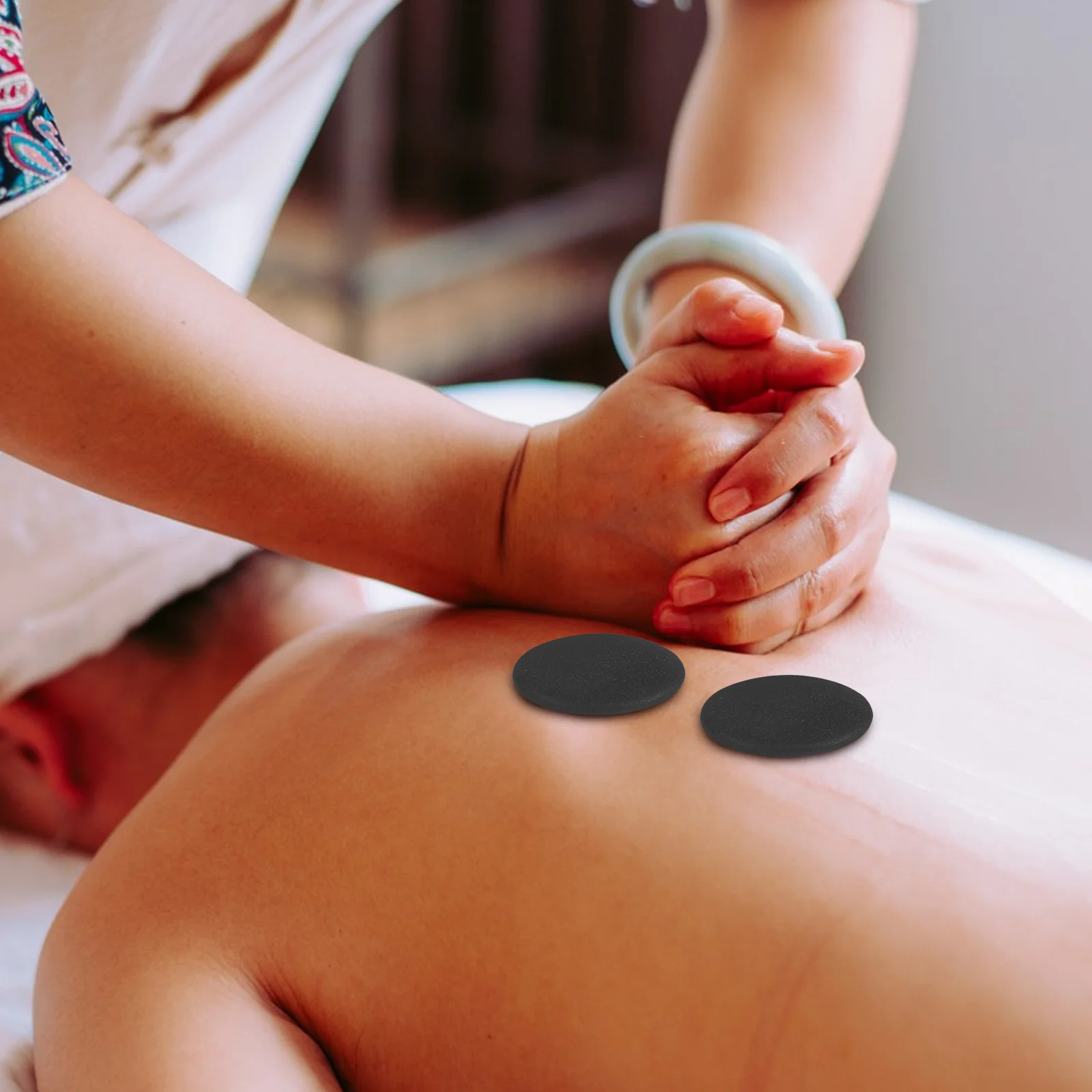 6개입 블랙 핫 록스 마사지 스톤 화산열 보존 홈 스파 근육 완화 얼굴 등 발 마사지 쿠션 스톤