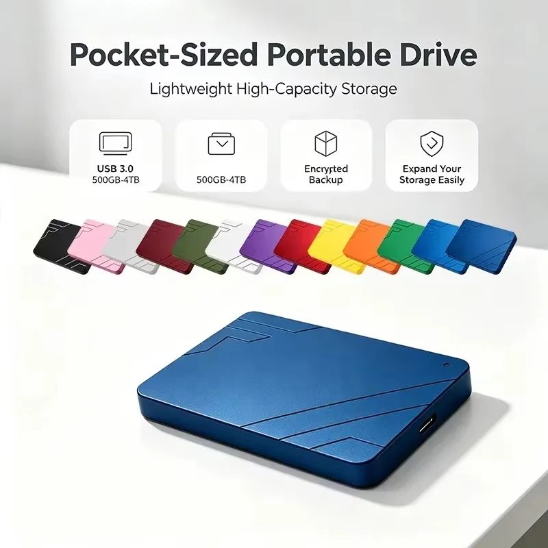 Portable USB3.0 500GB/1TB/2TB/4TB External Hard Drive High Speed Shock Resistant Backup Storage Disk For Laptop PC