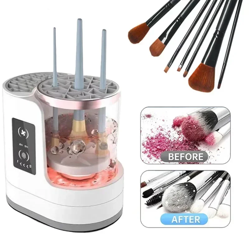 

Electric Makeup Brush Cleaner Machine Wash Dry Drying Timer Perfect for Cosmetics Beauty Tools Ladies Gift for Valentine's Day.