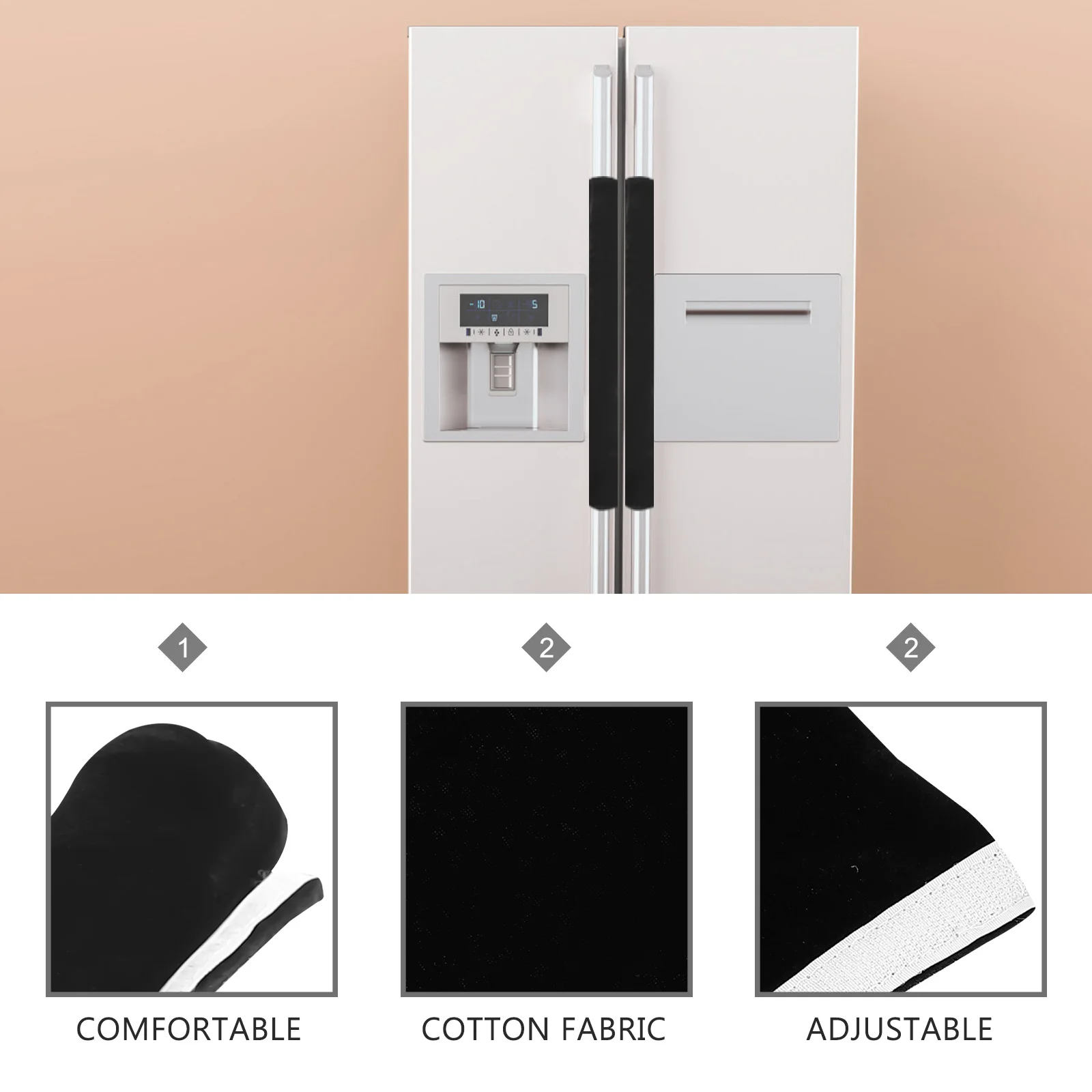 

2 Pieces Door Handle Cover for Double-Door Fridge Winter Handle Wrap Cloth Kitchen Appliance Grip Comfortable Touch