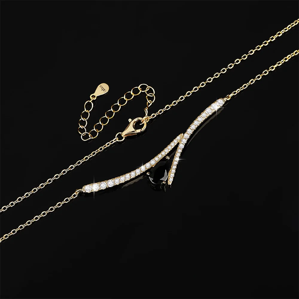 الصفاء 1ct الكمثرى الأسود مويسانيتي قلادة للنساء هدية الصلبة S925 الفضة مطلي 18K ابتسامة قلادة سلسلة عنق الزفاف الزفاف #4