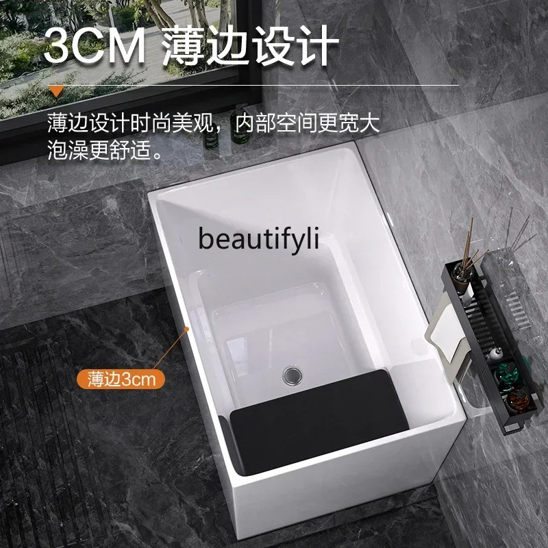 

GG Japanese-style household deep soaking bathtub size fits the wall mini corner-cut extended small bathtub
