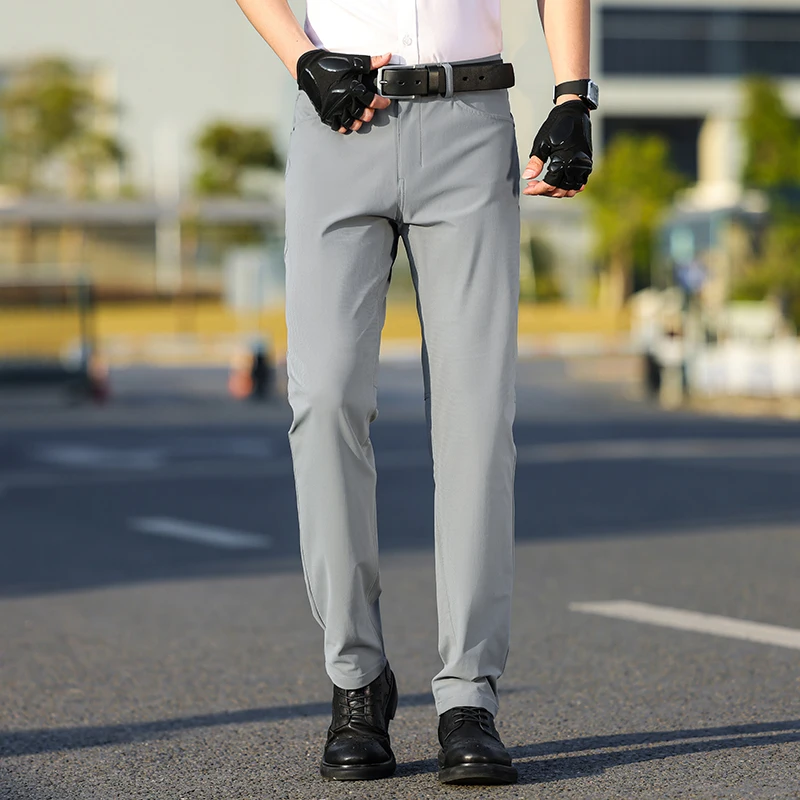 

5006B Summer ice silk casual trousers men's business straight loose trousers non-iron breathable light models