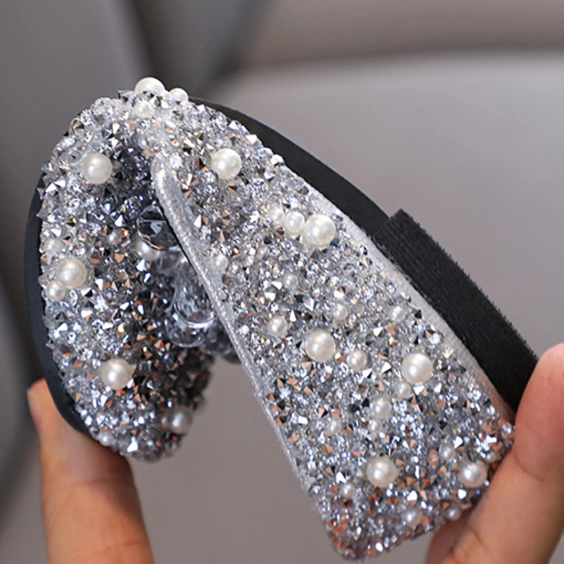 Scarpe da principessa con strass per ragazze appartamenti per bambini Baby Toddler fondo morbido scarpe con paillettes antiscivolo scarpe da ballo